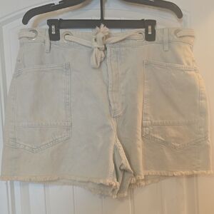 We The Free Cream Canvas Rope-Waist Jean Shorts